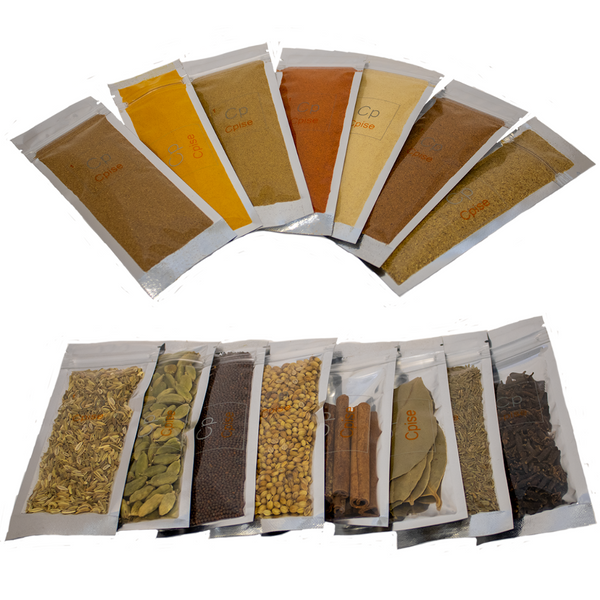 ORGANIC Indian Spice Set: 15 Whole / Ground Indian Spices & Seasonings