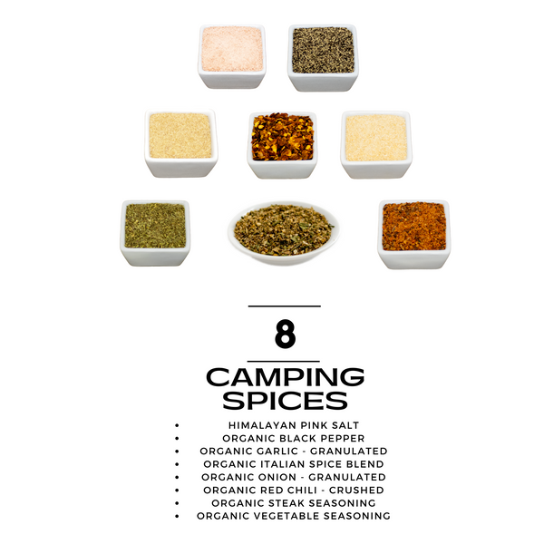 ORGANIC Camping Spice Set with 8 Essential Spices for Camping & Travel