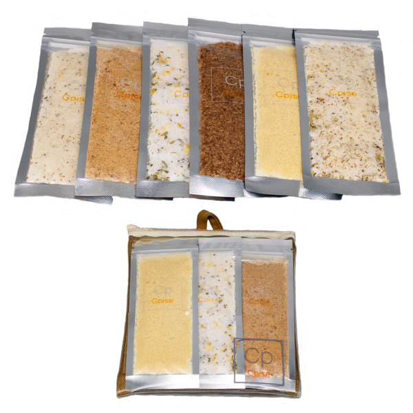 6 Gourmet Flavored Salt Sampler Set: 6 Infused Salts with Travel Pouch