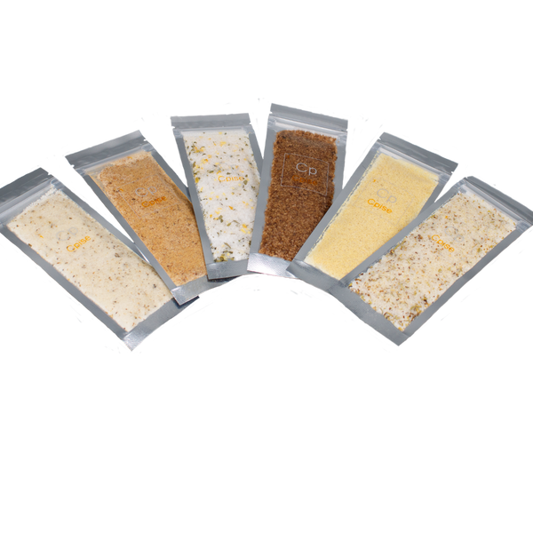 6 Gourmet Flavored Salt Sampler Set: 6 Infused Salts with Travel Pouch