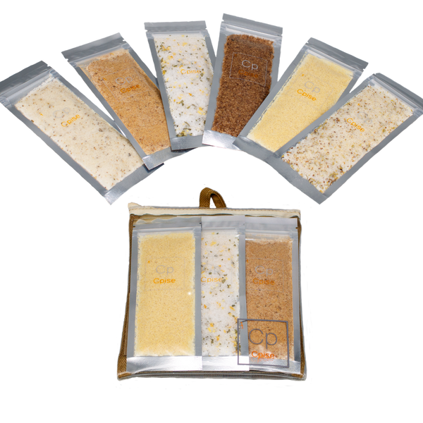 6 Gourmet Flavored Salt Sampler Set: 6 Infused Salts with Travel Pouch
