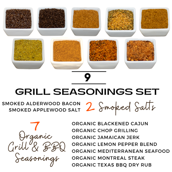 9 Organic Grill Seasonings & Smoked Salt Gift Set